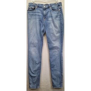 7 for All Mankind Stretch Jeans Womens 32 Blue Cropped‎ Skinny Fading Casual